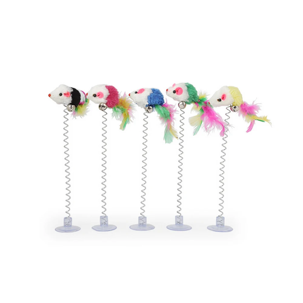 Cartoon Pet Cat Toy Stick Feather Rod Mouse Toy with Mini Bell Cat Catcher Teaser Interactive Cat Toy Kitten Funny Toy Supplies 