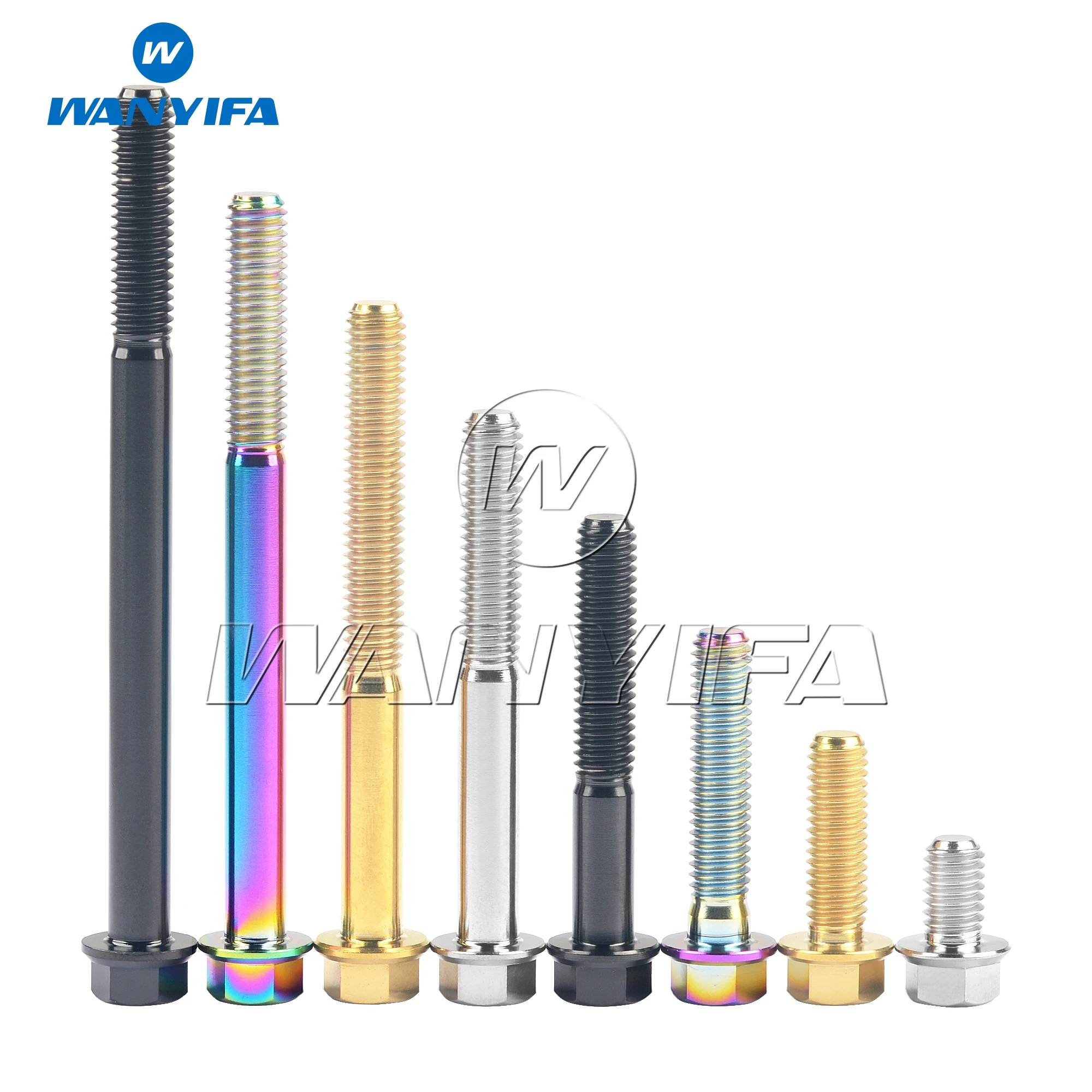 Titanium Bolts Wanyifa M5/M6x10 15 20 25 30 35 40 45 50 55 60 65 70 75 80 90 100mm Small Hex Head Flange Screw for Motorcycle