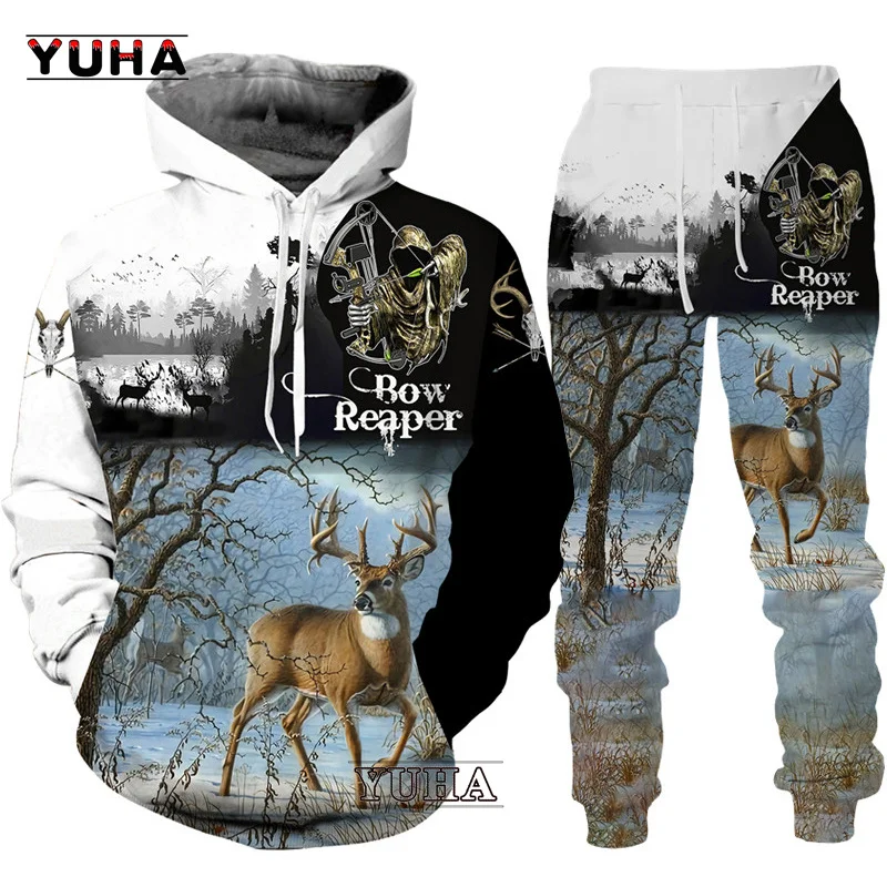 Casual Camouflage Hunting Animal Wild Deer 3D Hoodie Sweatshirt / Men's Tracksuit 2 Piece Set Sportwear Men Clothing Suit