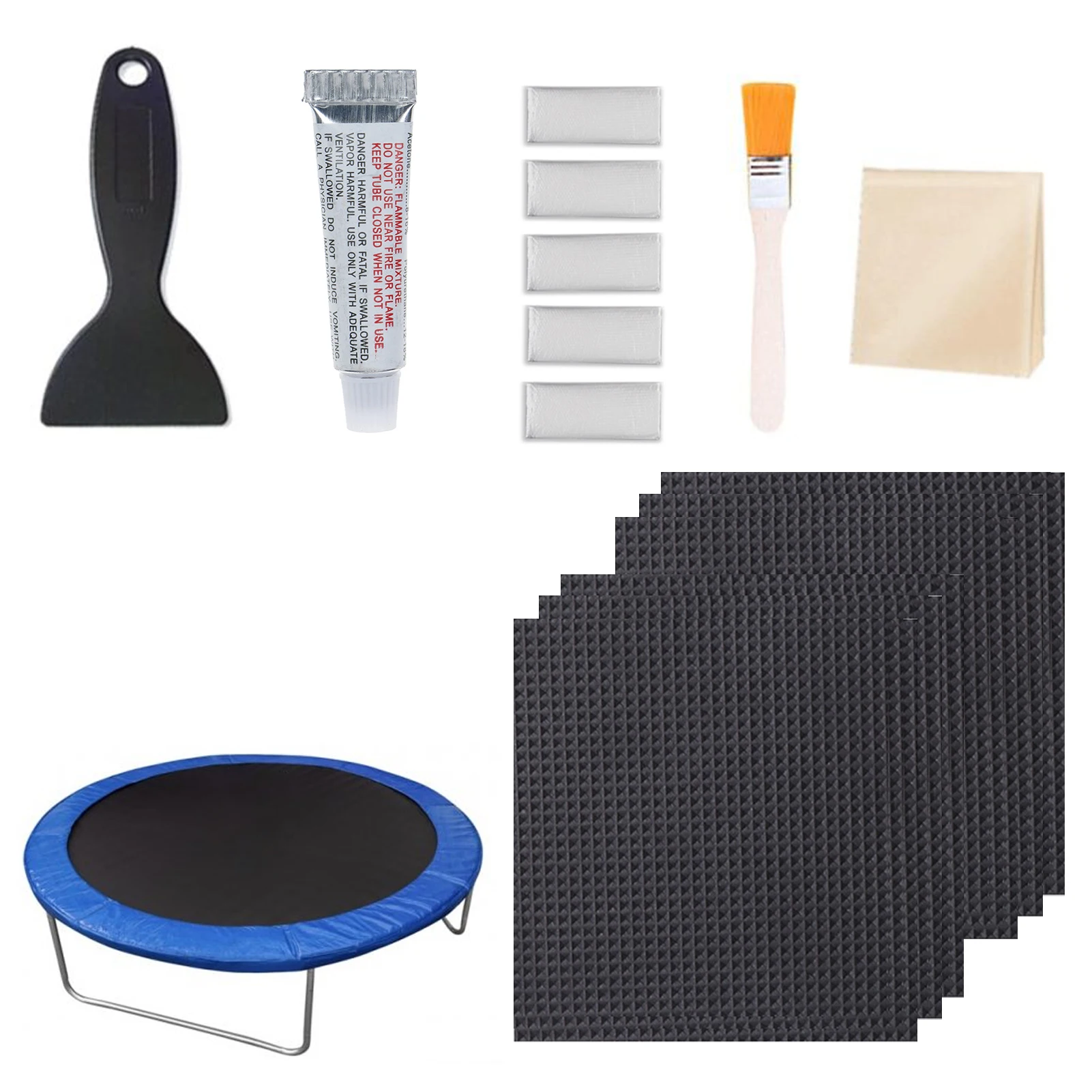 Patch Repair 4X Square on Patches Repair Trampoline Mat Tear or Hole Complete Set Including Patch Glue - AliExpress