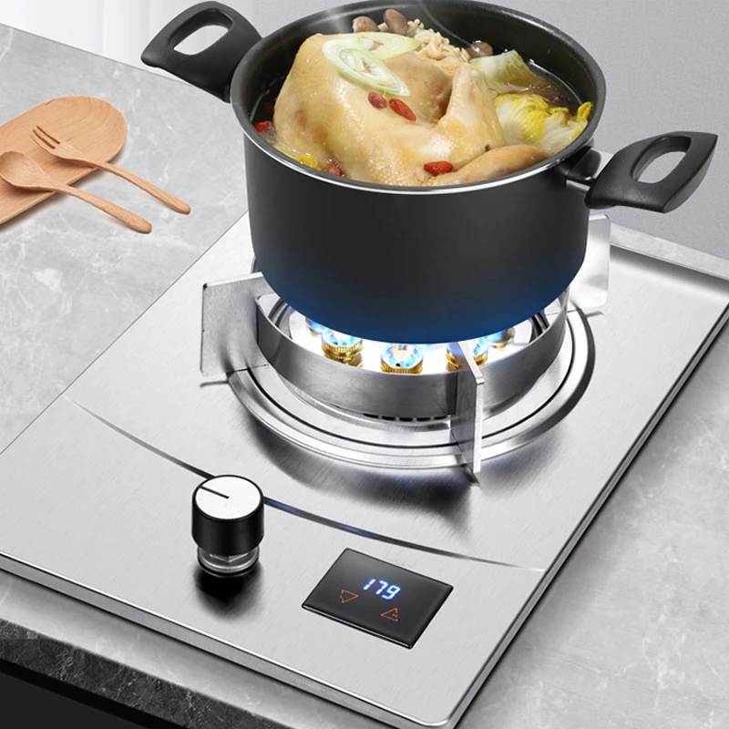 Gas Stove Single Stove Household Desktop Liquefied Gas Natural Gas Stove Embedded Stainless Steel Fierce Fire Stove 3