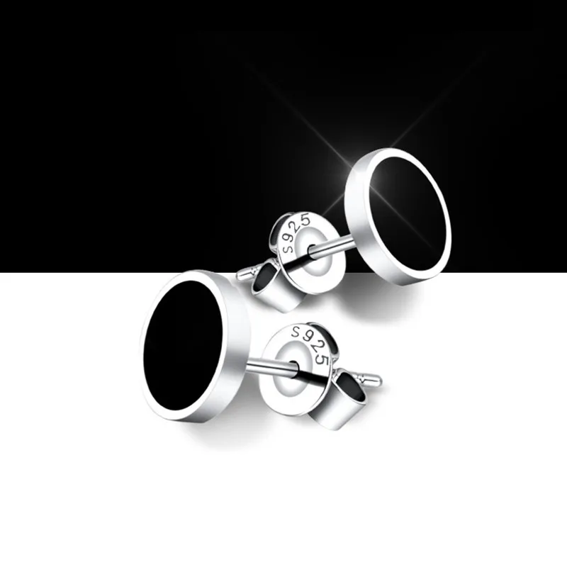 925 Sterling Silver Round Stud Earring Light Polishing Simple Earring For Girl Woman Man Rock Punk Fine Jewelry silver stud earrings,silver earrings