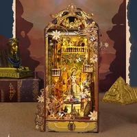 DIY Book Nook Wooden Miniature Model Kit The Mysterious City Bookend Assembled 3D Puzzle Egypt Bookshelf Home Decor Friends Gift 1