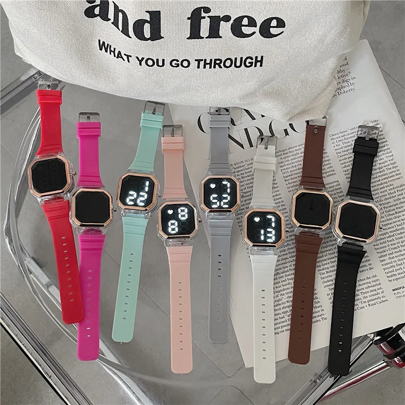 Brand Digital Watch for Women Simple Sports Small Square LED Electronic Watch Silicone Strap Wristwatch 2024 Fashion Gift Clock