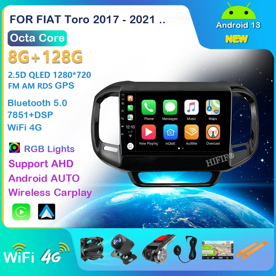 

For FIAT Toro 2017-2021 Android 13 Multimedia Carplay Auto DSP Navigation GPS 4G WIFi No 2Din DVD