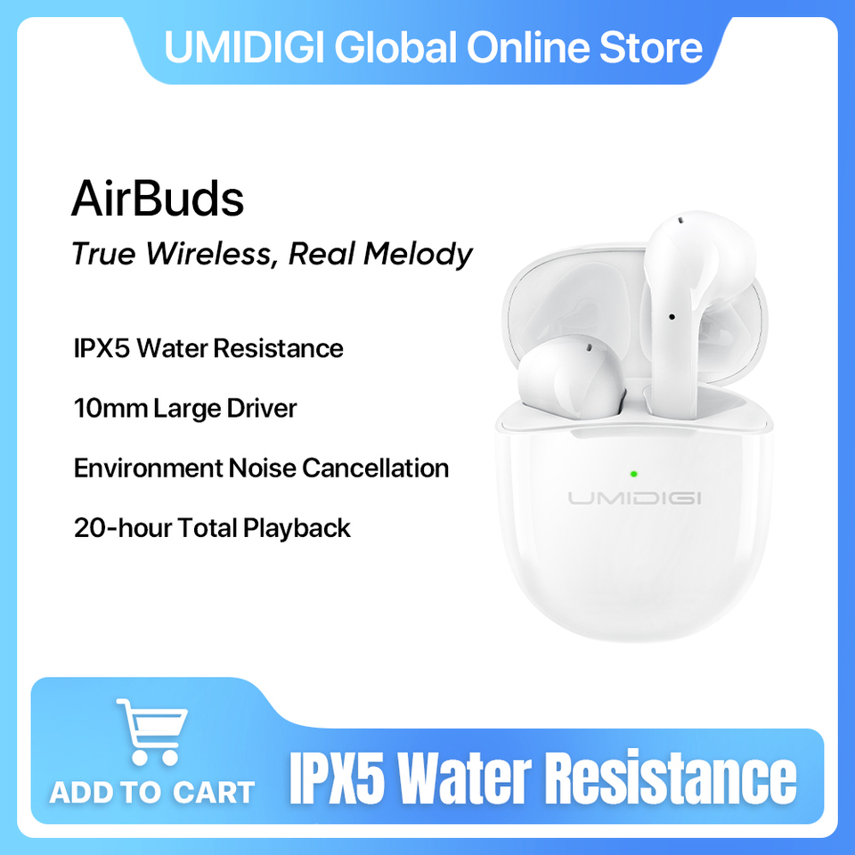 UMIDIGI-AirBuds Sports Headphones Bluetooth 5.0 Wireless Noise Reduction Headsets with Microphone TWS IPX5 ENC