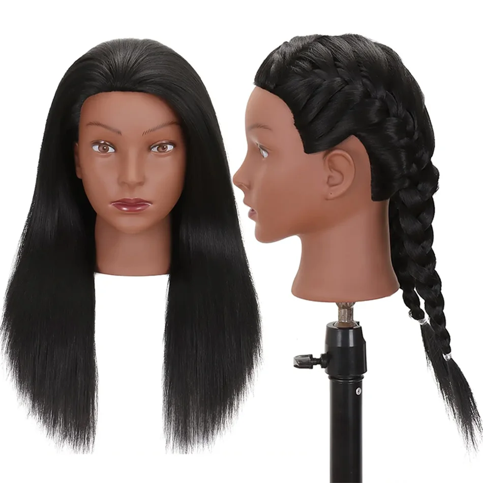 Mannequin Head With 100% Synthetic Hair Perfect For Hair Styling Training Manikin Cosmetology Doll Head With Table Clamp Holder