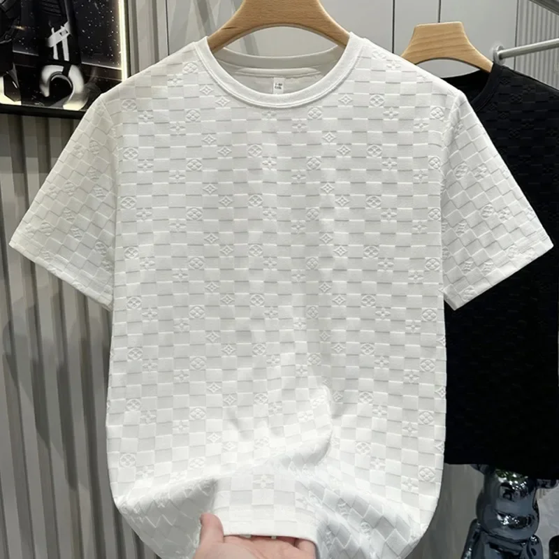 2024 الصيف الراقية منقوشة قصيرة الأكمام الرجال خفي...