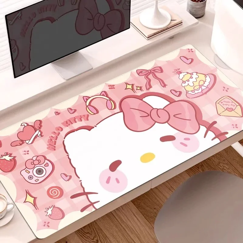 고품질 헬로키티 미끄럼 방지 마우스 패드 대형 귀여운 소녀용 사무실 책상 패드 e스포츠 키보드 패드 산리오 주변기기 선물