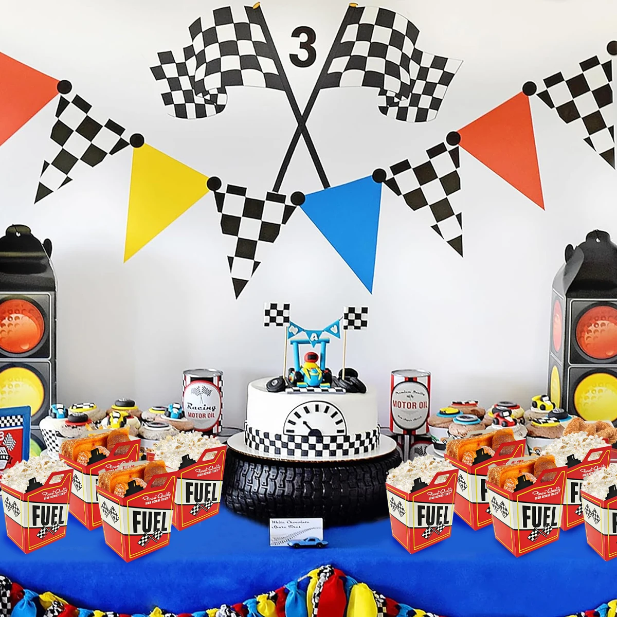 6/12pcs Auto da corsa Bomboniera Borse Regalo Goody Treat Sacchetti di caramelle Ragazzi Baby Shower Auto da corsa a tema Decorazioni di compleanno Fornure  15