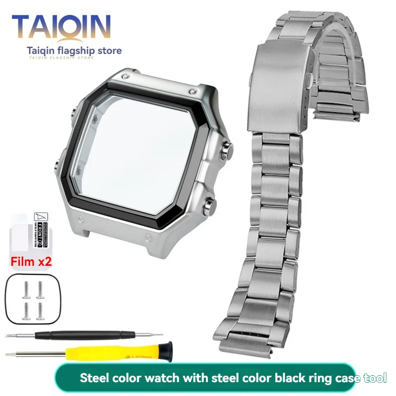 Stainless Steel Watch Case with Waterproof Ring - Black/Silver Finish