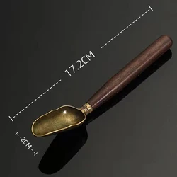 Alloy Ebony Wooden Coffee & Tea Scoop - Retro Natural Shovel for Tea Leaves and Coffee Beans (Brown)