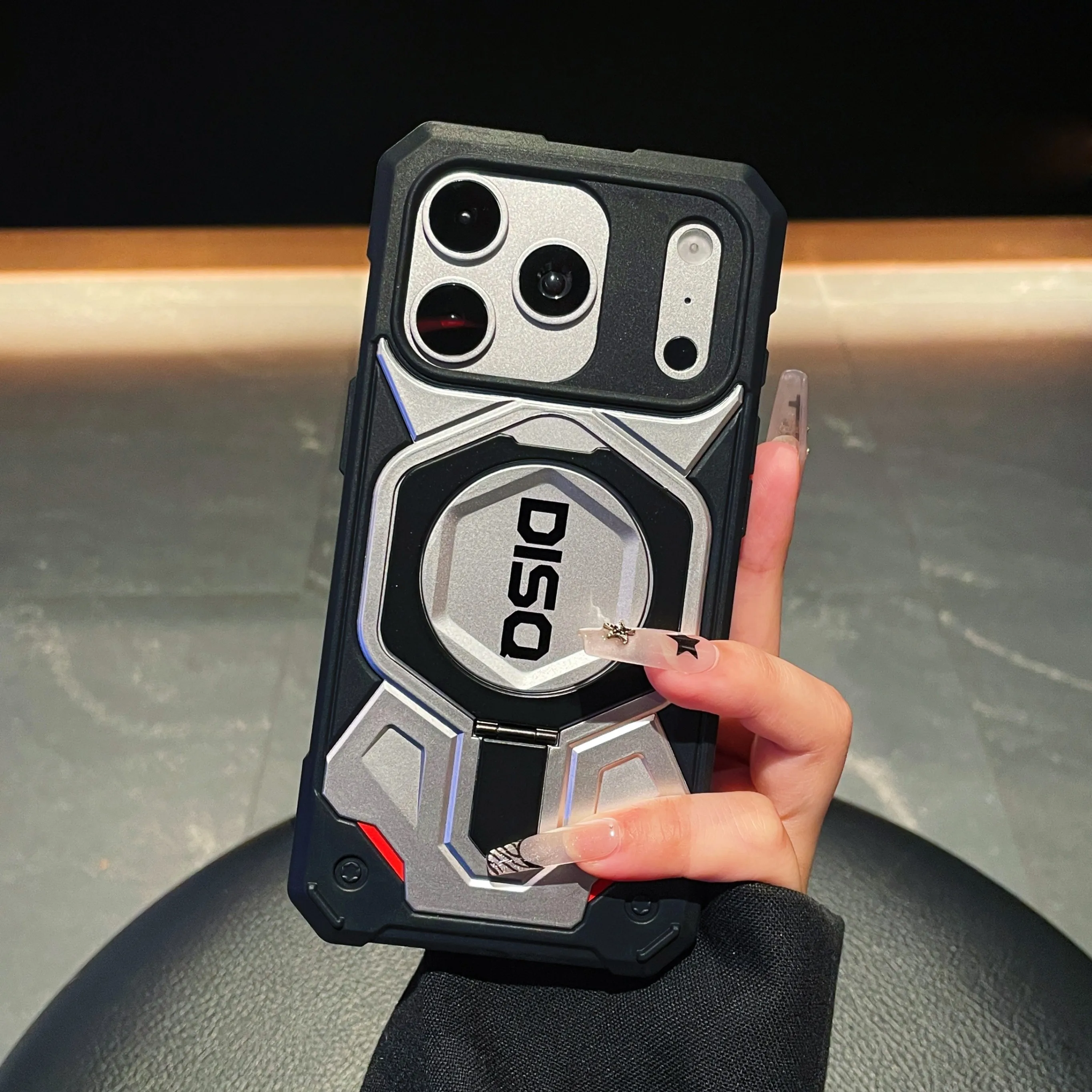 Tech-Style Magnetic Shockproof Armor Case with Stand - Air Wireless Charging Compatible