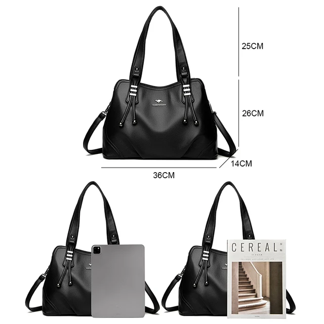 Genuine Soft Leather Handbags for Women Vintage Shoulder Tote Bag Luxury Designer Ladies Large Capacity Purse Bags Sac A Main 2