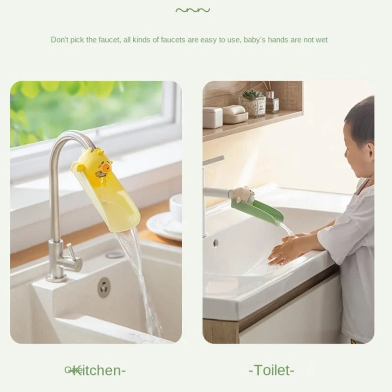 Lamgool Animal Shaped Silicone Tap Extender Child Hand Washing Water Assistant Faucet Extended for Kitchen Bathroom Kindergarten 4