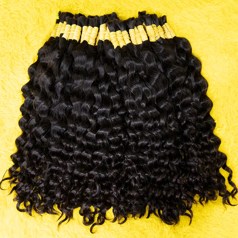 Human Hair Deep Wave Bulk Braiding Hair Unprocessed No Weft Boho Braids Extensions Brazilian Remy Curl