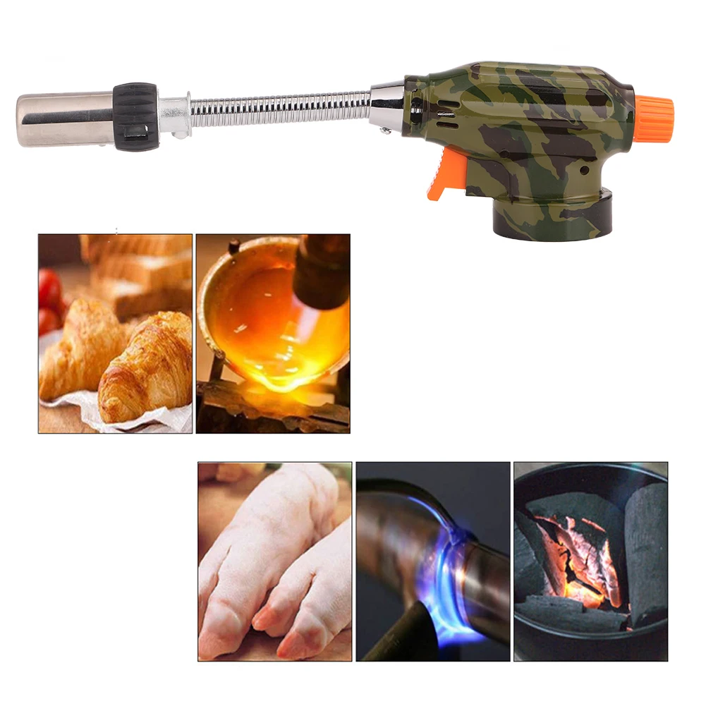 1300℃ Portable Gas Torch Flame Gun Butane Burner Lighter Ignition Heating Welding Flamethrower for Outdoor Camping BBQ Spray |