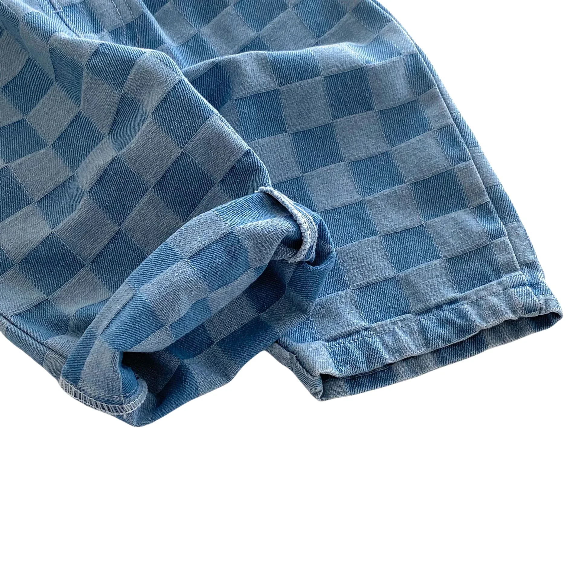 Soft Denim Checkered Jeans for Kids