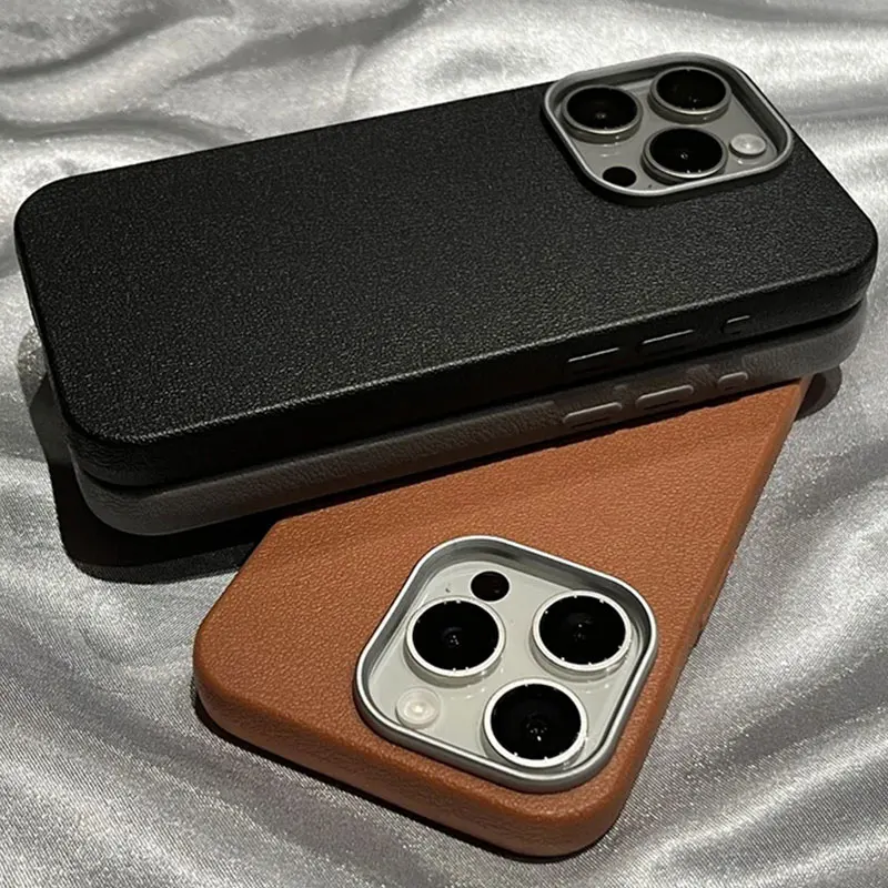 Elegant Shockproof Leather Silicone Phone Case - Soft Matte Finish, Premium Protection
