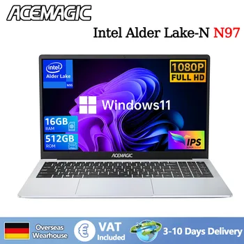 Laptop ultrasottile da 15,6 pollici, 16 GB di RAM, 512 GB di SSD, Intel N97, notebook da gioco, display 1920*1080, computer da ufficio e studio, Windows 11 Pro 1