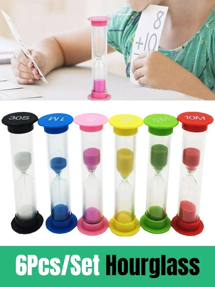 6 Pieces/set Hourglass 30S/1/2/3/5/10 Minutes Sand Table for ChildrenGift Home Decoration Clock Timer Clocks Decor Garden