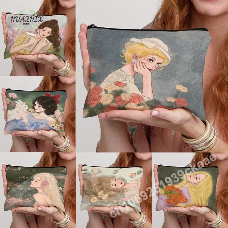 

2023 Women's Makeup Bag Pouch Children's Stationery Travel Storage Pocket Princess Aesthetic Print Multifunctional Clutch Bags