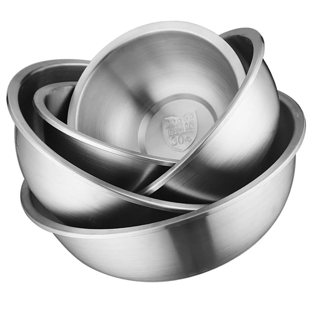 

5 Pcs Large Mixing Bowl Big Bowls for Stainless Steel with Lids Baking Metal Kitchen Supplies Salad Kneading Dough Food Prep