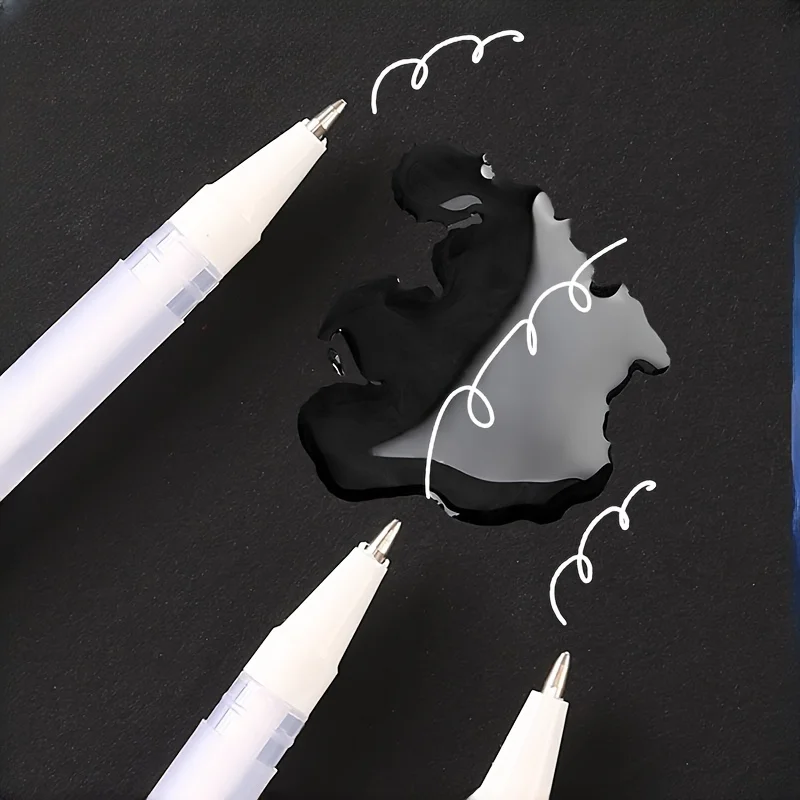 5pcs White Gelly Roll Gel Pen 0.8mm Highlight Marker Art Drawing Painting Pen Journaling White Ink Line Pens School Supplies