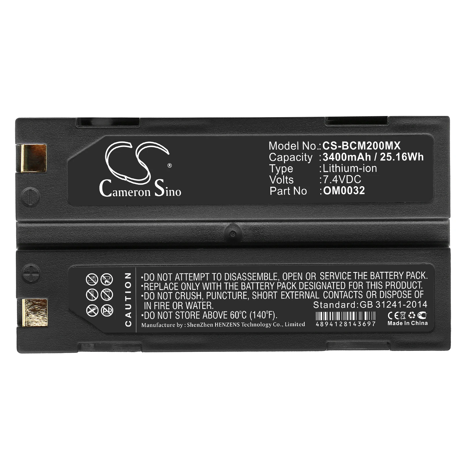 

GreenBatteryPower CameronSino 3400mAh 7,4 V 25.16Wh медицинская литий-ионная батарея для Smiths 8408,BCI MCR-1821J/1-H,OM0032,6082, оксиметр