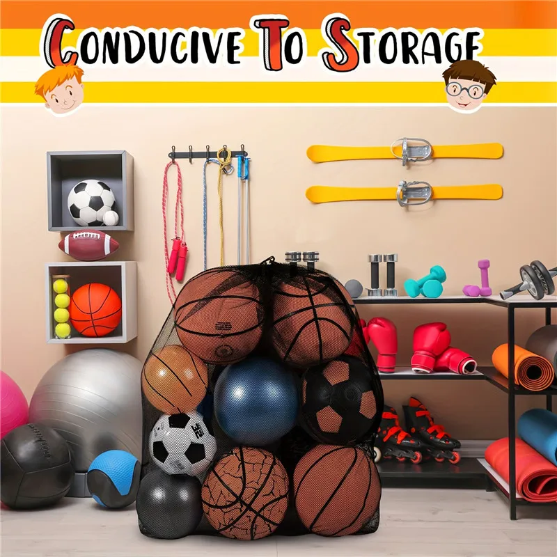 Description Picture 4 of itemLarge Mesh Sports Bags Pack Storing Clothes Bags Drawstring Bag For Storing Basketball Volleyball Baseball Swimming Equipment