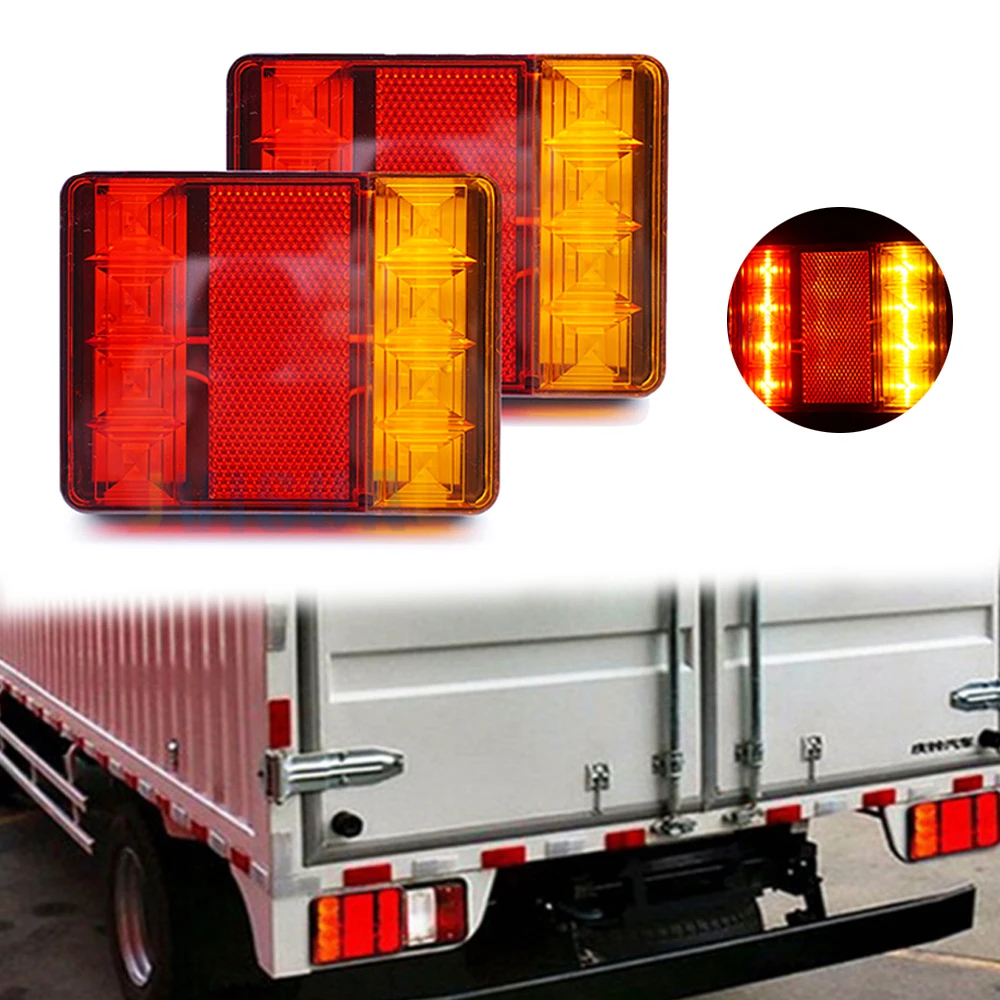 2pcs 8 Led Tail Lights Rear Lamps Pair Boat Trailer 12v Rear Parts For