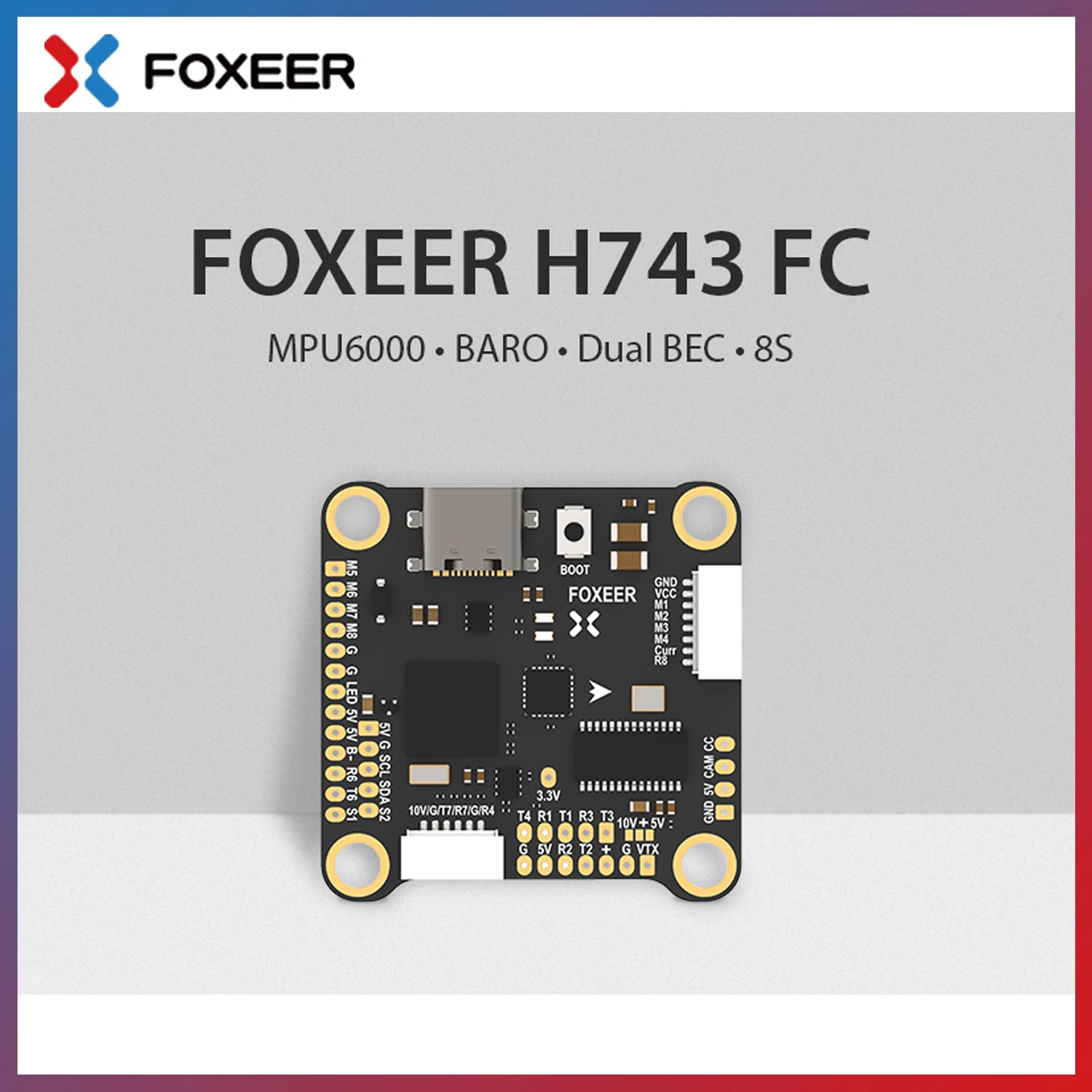 

Foxeer H743 H7 MPU6000 Dual Gryo Flight Controller Built-in PDB OSD BEC Support 4-8S Lipo For FPV Drone DJI O3 VISTA HDZero