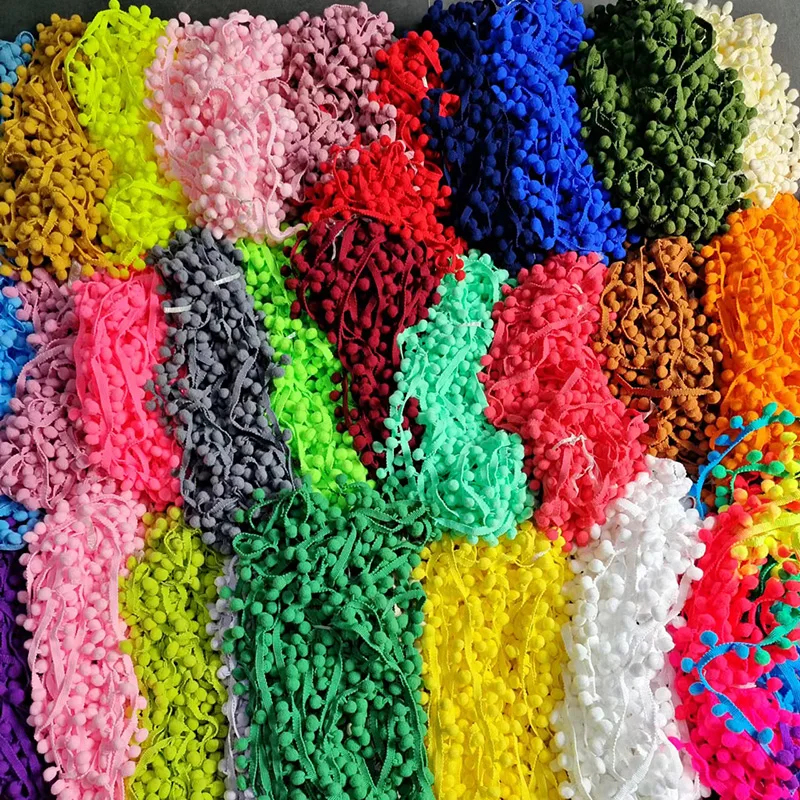 

2 Yards Pom Pom Lace Trim Ball Ribbon MINI Pearl Pompom Fringe Trim Sewing Lace Kintted Fabric Handmade DIY Craft Accessories