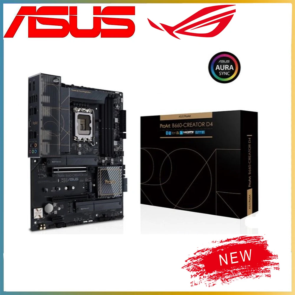 

NEW For Intel B660 LGA 1700 CPU For ASUS ProArt B660-CREATOR D4 DDR4 Motherboard Computer Socket LGA1700 Desktop Mainboard