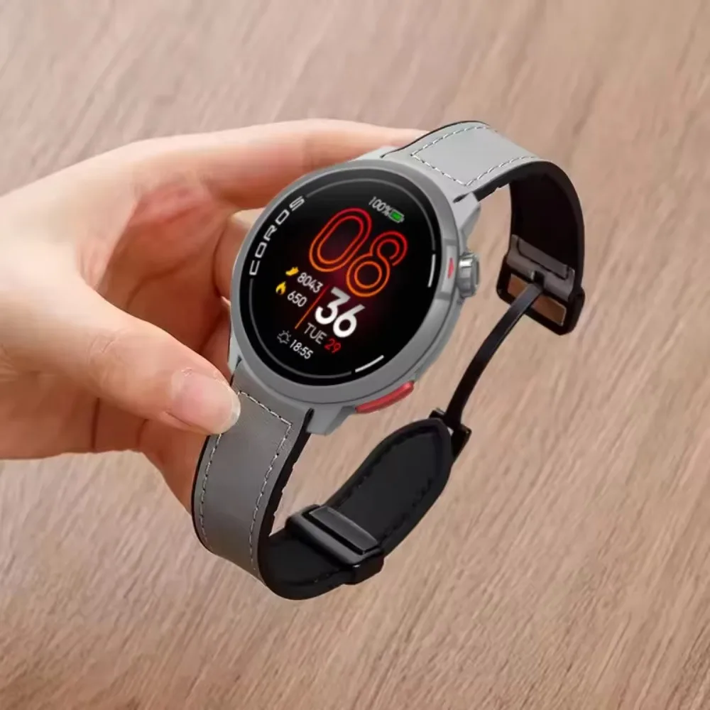 Premium Leather and Silicone Magnetic Watch Strap Bracelet