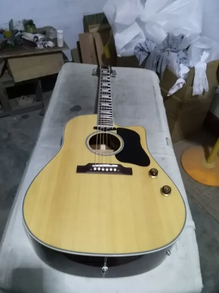 Spedizione Gratuita Solid Cutaway Chitarra Elettrica Acustica Personalizzata Chitarra Naturale Sunburst Guitar