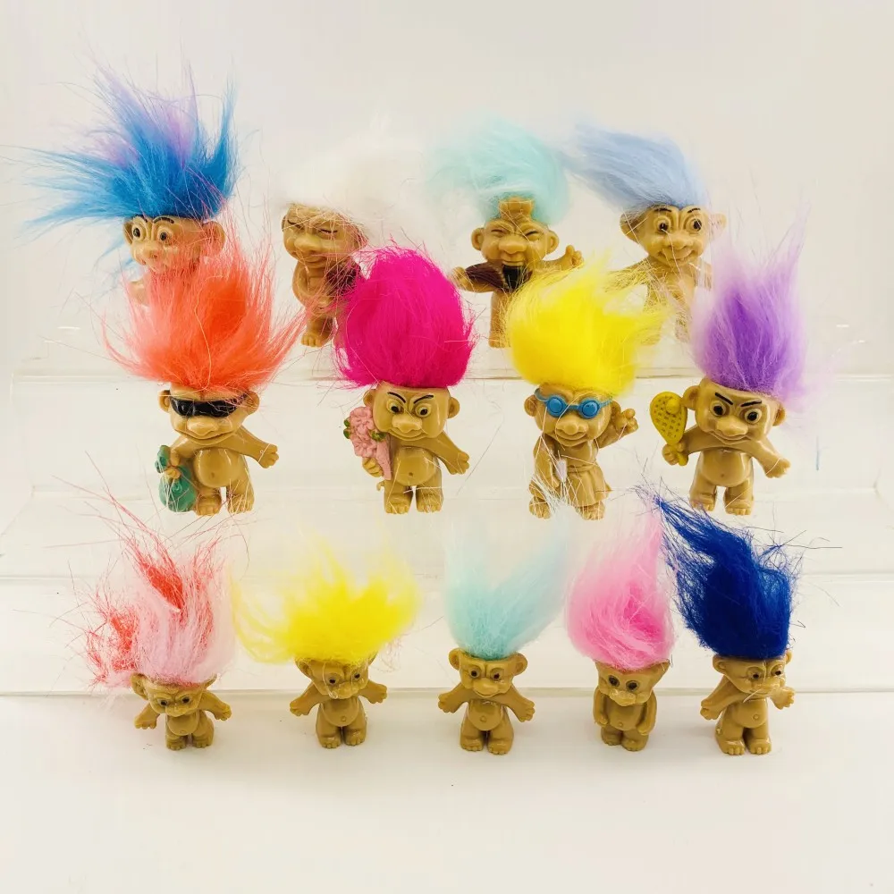 13Pcs Trolls Family Model Figure Dolls Colorful Hair Devil Models Troll Figuras Toys For Children Gift