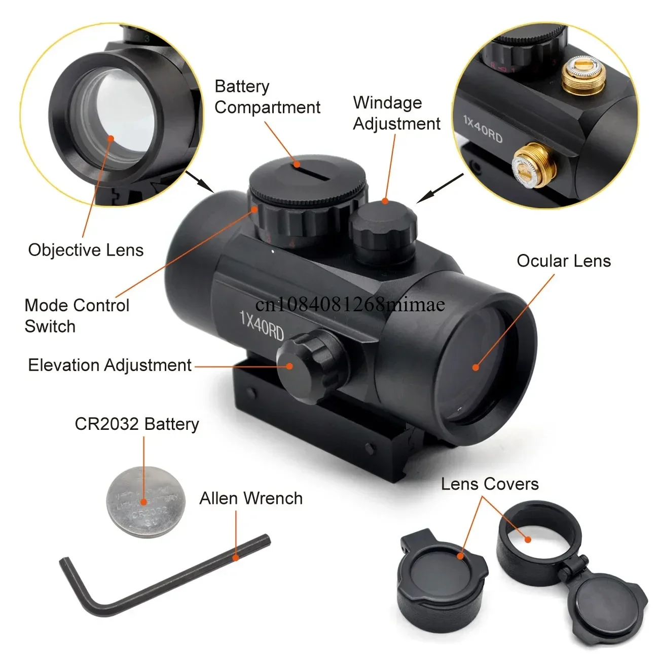 Holographic 1x40 Red/Green Dot/Cross Sight Scope Tactical Optics Riflescope Fit 11 and 20mm Rails Hunting Sights