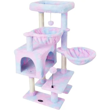 Cat Tree Tower Condo with Sisal Scratching Post for Indoor Cats Cat Tree Cat Furniture with Hammock Perch and Kitten Ball 1