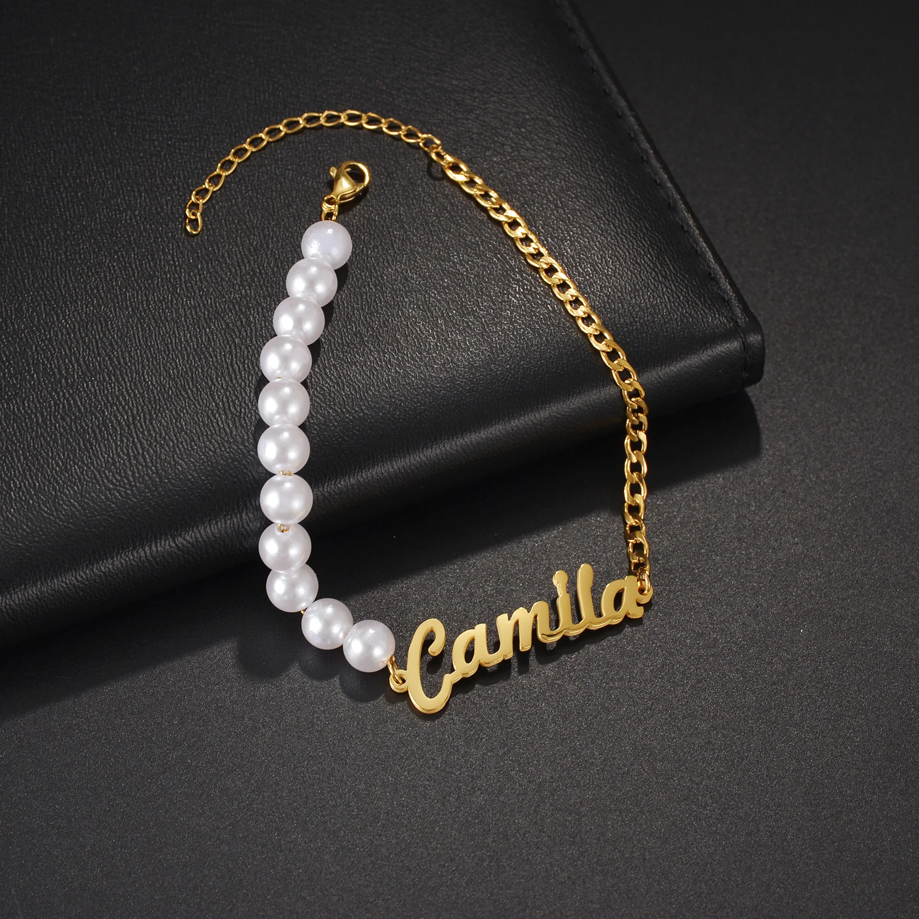 Acheerup Personalized Custom Name Stainless Steel Women Bracelet Zircon Butterfly Thick Adjustable Hand Chain Christamas Gift