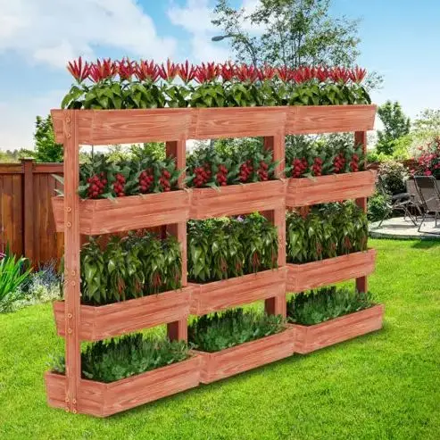 4 Tier Raised Garden Bed, Thicken Solid Wood Vertical Garden Elevated Planter Box, Removable Container - 1