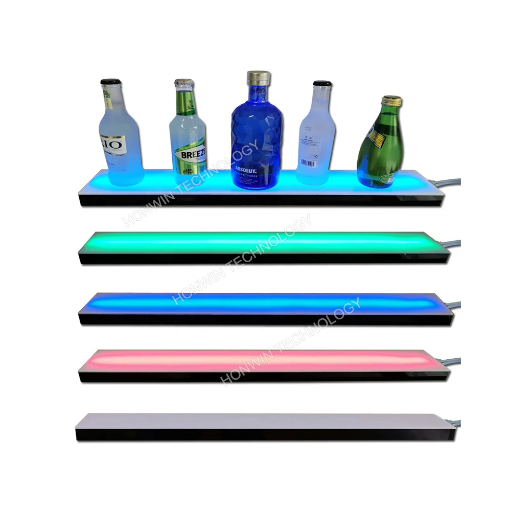 

Floating Remote Control Custom Size Multiple Colors Tabletop Acrylic LED Liquor Bottles Bar Shelf for Home Decor