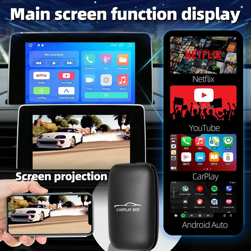4 in 1 Smart Box Wireless Carplay Android Auto Adapter Wired Android Auto Cars Smart Ai Box WiFi TF Card For Netflix Youtub 2 4 in 1 Smart Box Wireless Carplay Android Auto Adapter Wired Android Auto Cars Smart Ai Box WiFi TF Card For Netflix Youtub - Image 2
