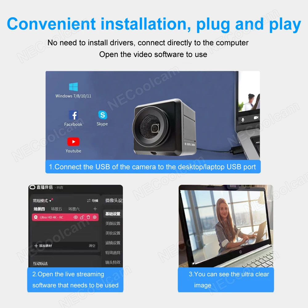 Industrial 12MP USB Webcam CCD IMX362 Sensor Autofocus Mini