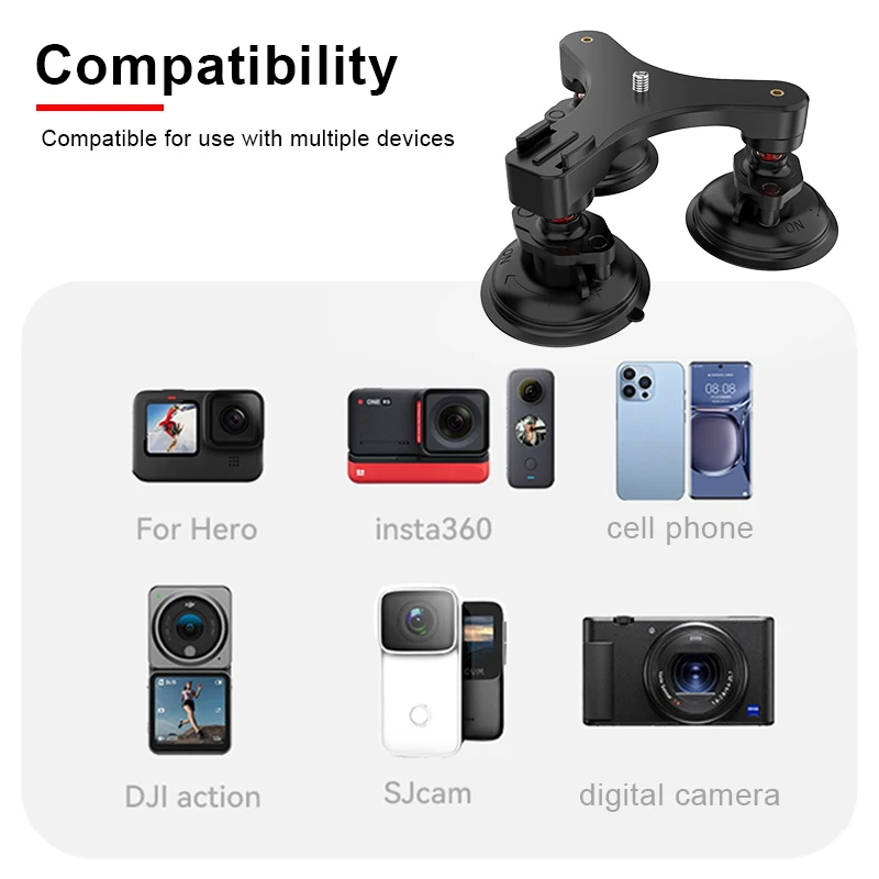 SMALLRIG Supporto A Ventosa 6 Pollici Con Braccio Magico – Per Action Cam, Carico 3 Kg, Compatibile GoPro E DJI