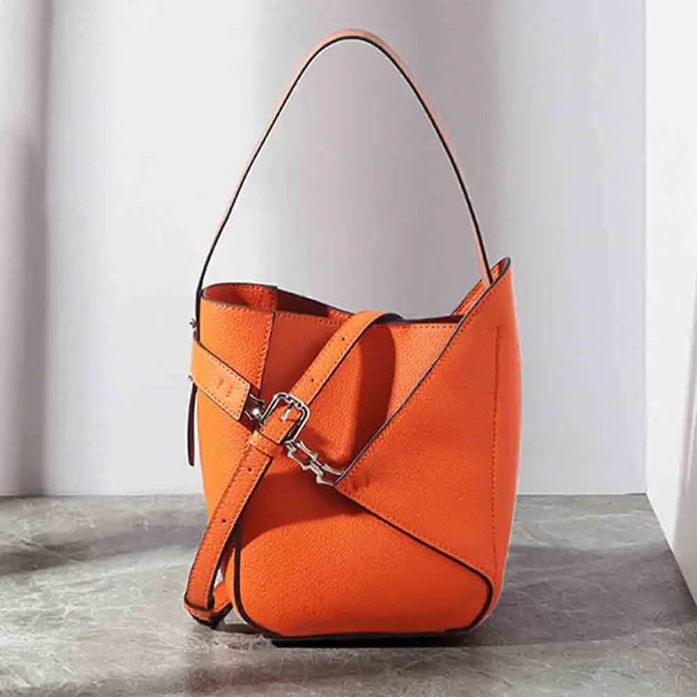 

Luxury Bag Handbag Purses MS New Chic And Style American Purses Orange Women 2023 And Shoulder Genuine European In Tote Leather