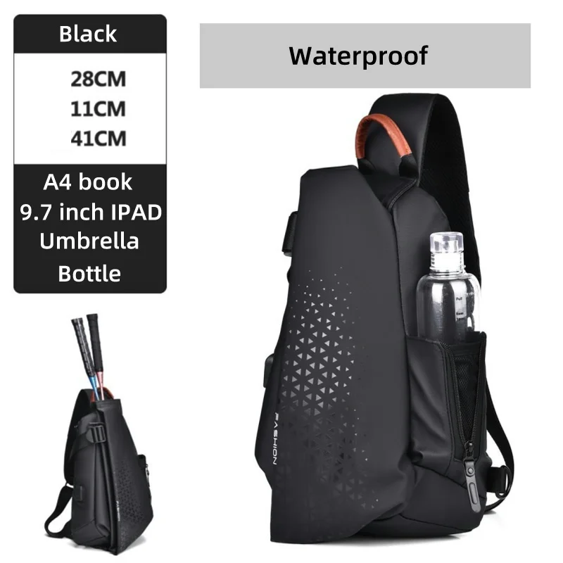 Multifunctional Crossbody Bag for Men, Single Shoulder Sports Bag, Motorcycle Backpack, Nylon Waterproof, Lightweight, Urban