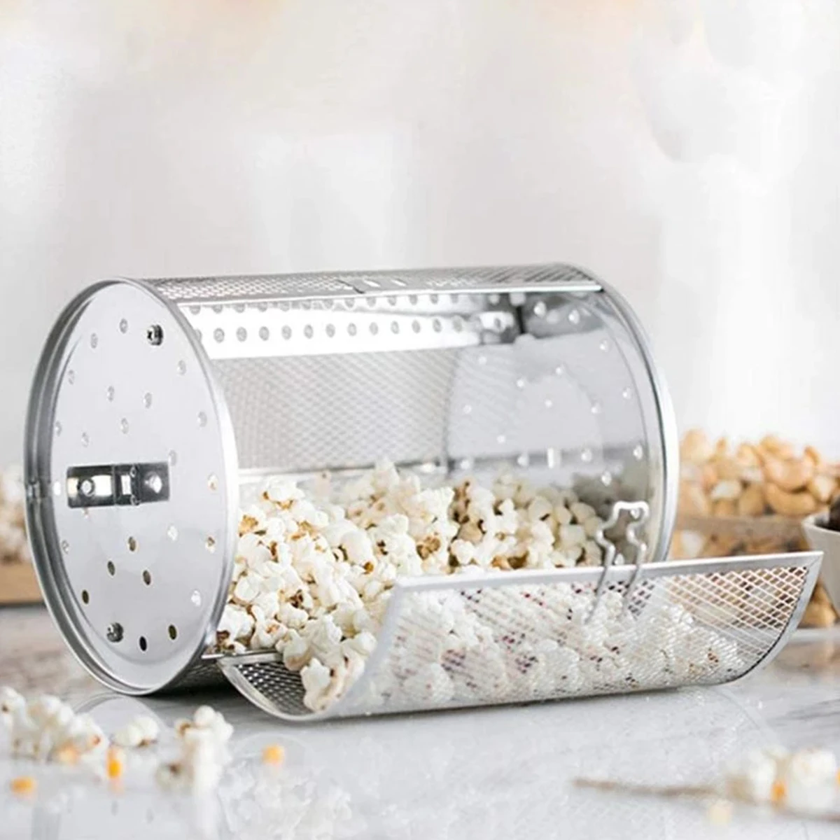 Rotisserie Basket Stainless Steel Rotisserie Grill Basket Oven Round Roaster Nuts Baking Air Fryer Accessories Kitchen Gadgets
