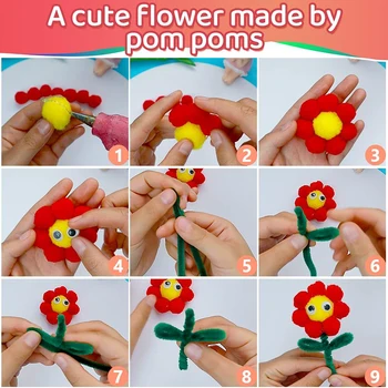 300pcs Kids Art Craft Supplies Set DIY Activities Parties 100 Pipe Cleaners 100 Pompoms 100 Wiggle Eyes Self Adhesive Toys Gifts 5