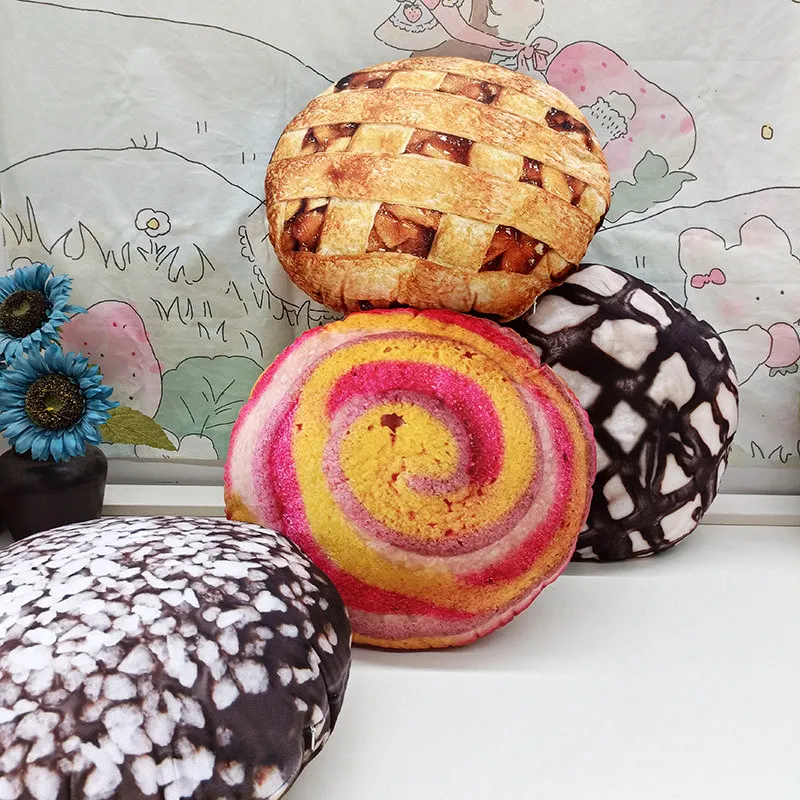 Realistic 3D Print Matcha Biscuit Popcorn Plush Throw Pillow Soft Stuffed Delicious Food Milk Chocolate Cookie Cushion HomeDecor 3